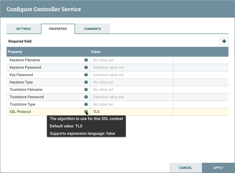 Configure Controller Service Properties