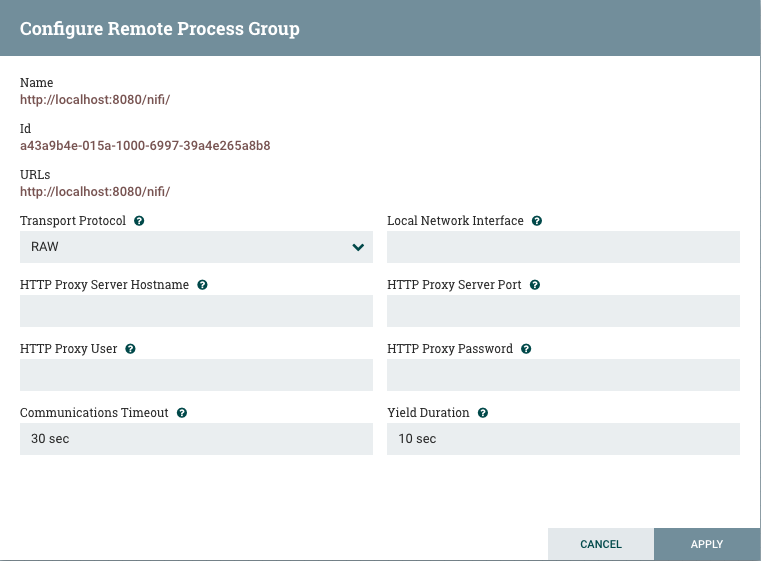 Configure Remote Process Group