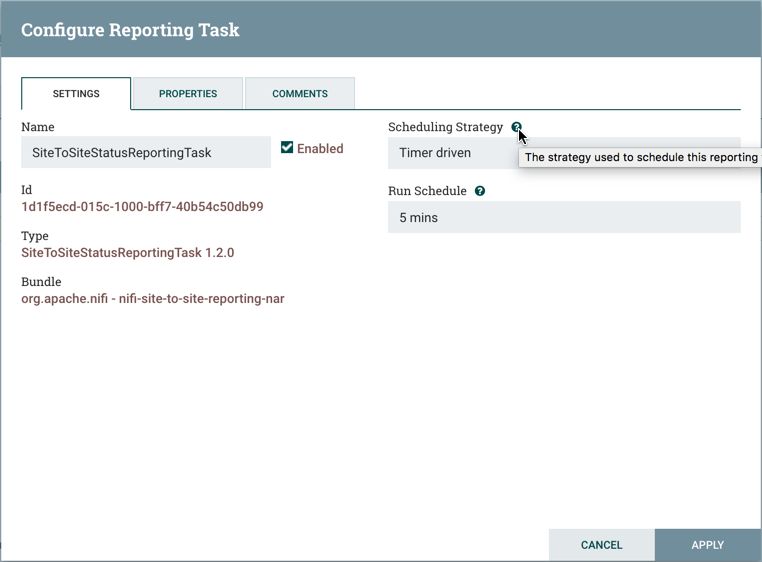 Configure Reporting Task Settings