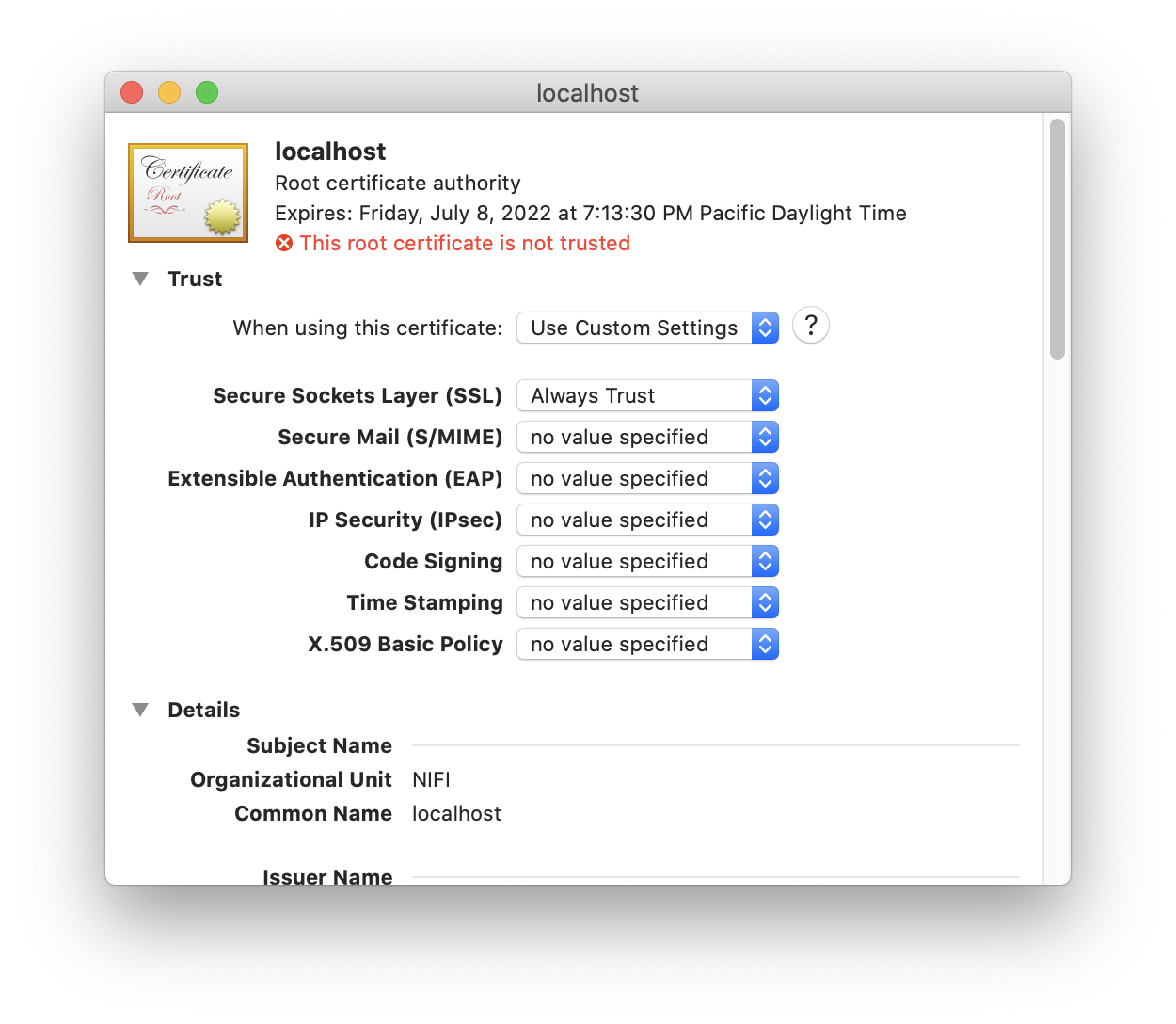 Trusting the CA certificate for TLS/SSL