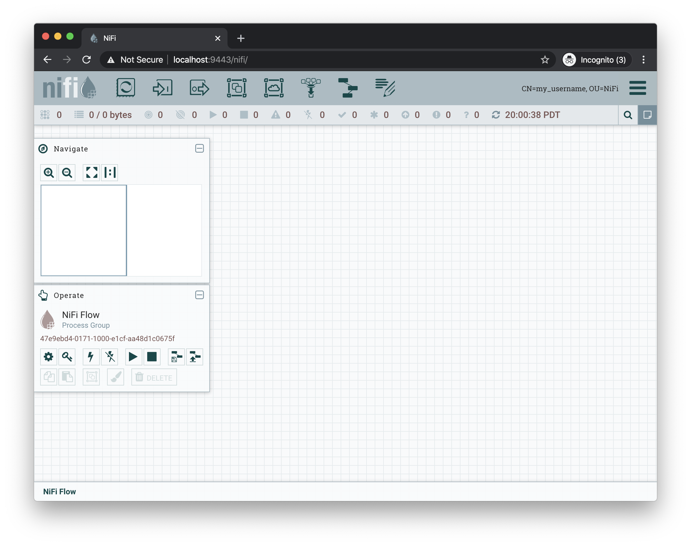 "NiFi running with user logged in by client certificate