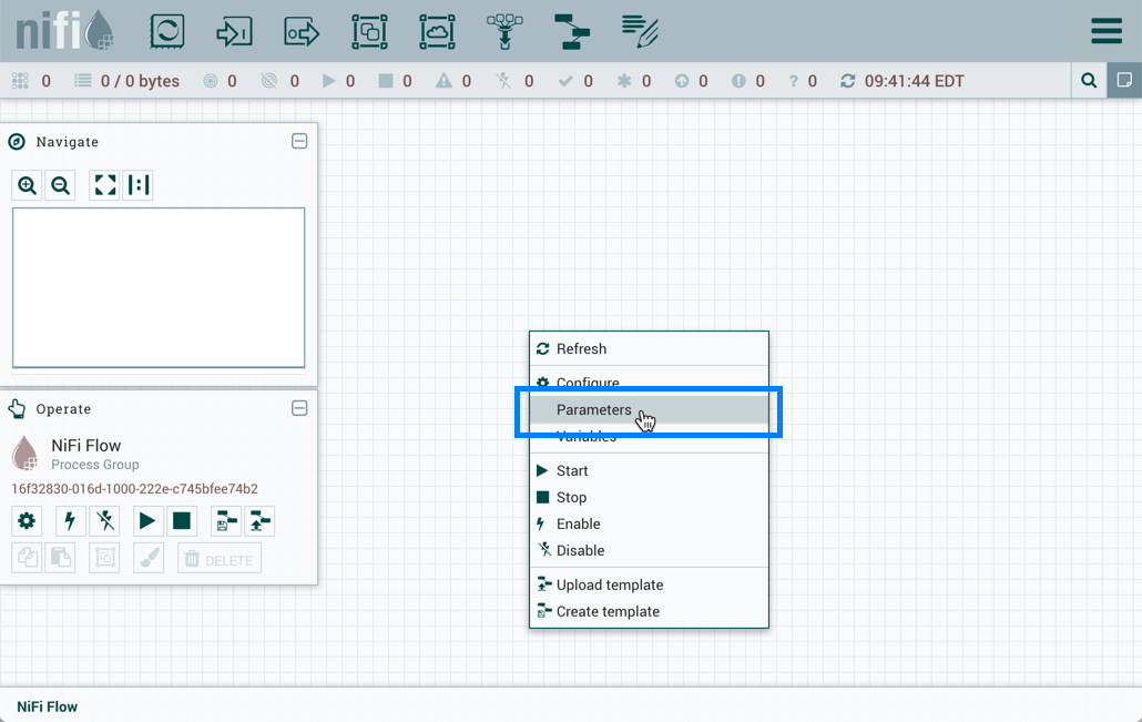 Context Menu Parameters Option