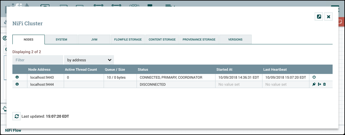 Disconnected Node in Cluster Management UI