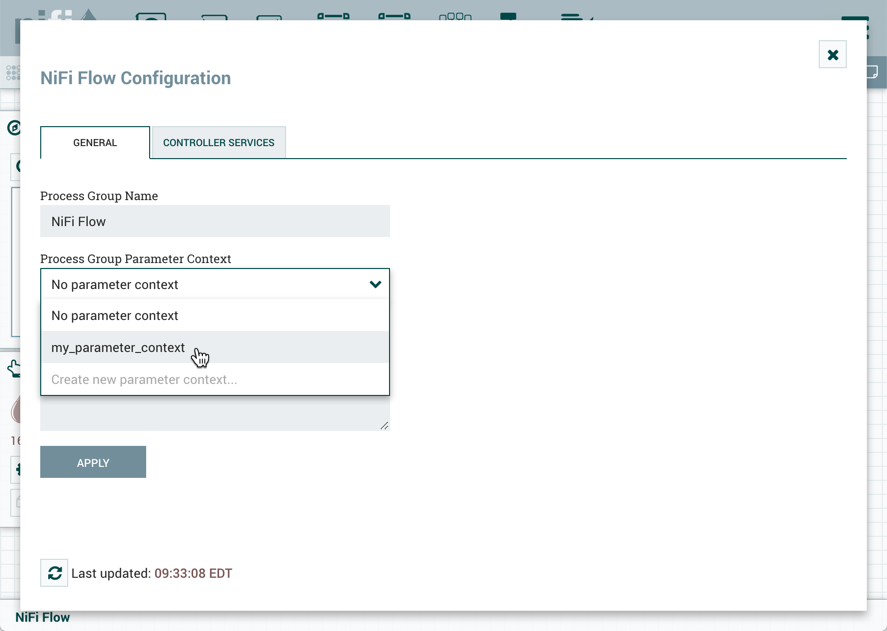 Process Group Parameter Context Menu